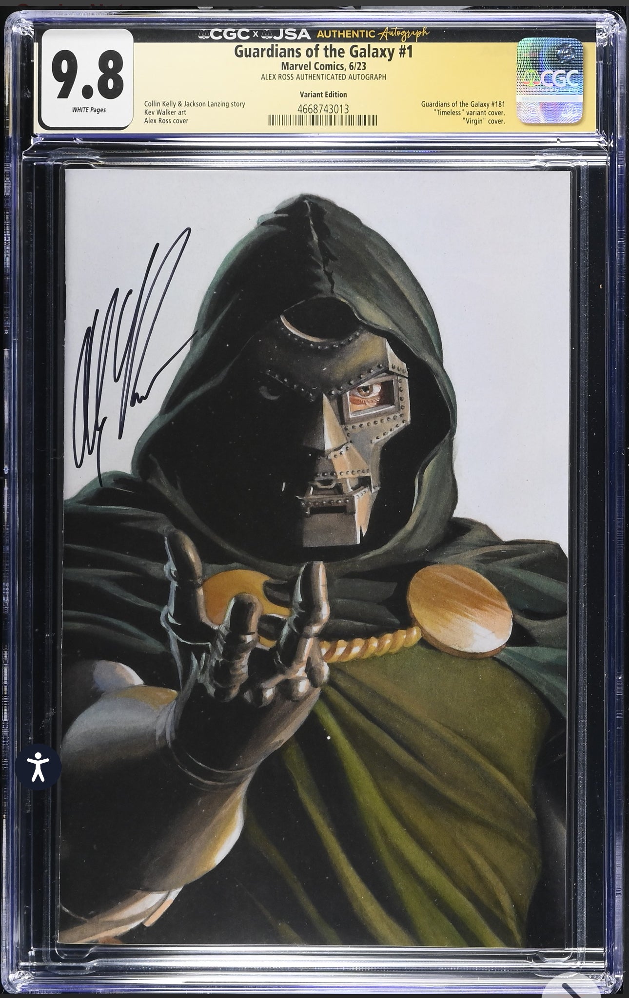 Guardians of the Galaxy #1 CGC X JSA 9.8 (Marvel, 2023) Alex Ross Variant signed by Alex Ross