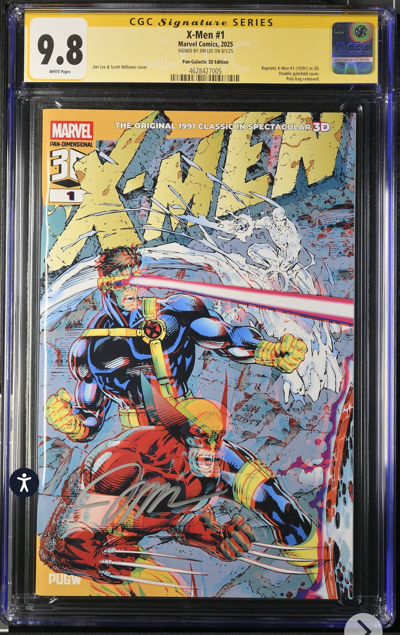 X-men #1 CGC SS 9.8 (Marvel, 2025) Pan-Galactic 3D Variant Signed By Jim Lee (w/glasses)
