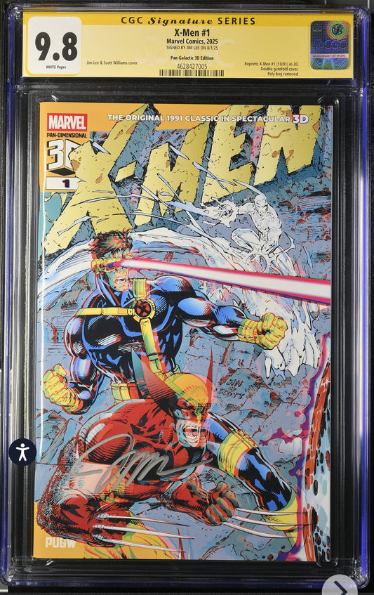 X-men #1 CGC SS 9.8 (Marvel, 2025) Pan-Galactic 3D Variant Signed By Jim Lee (w/glasses)