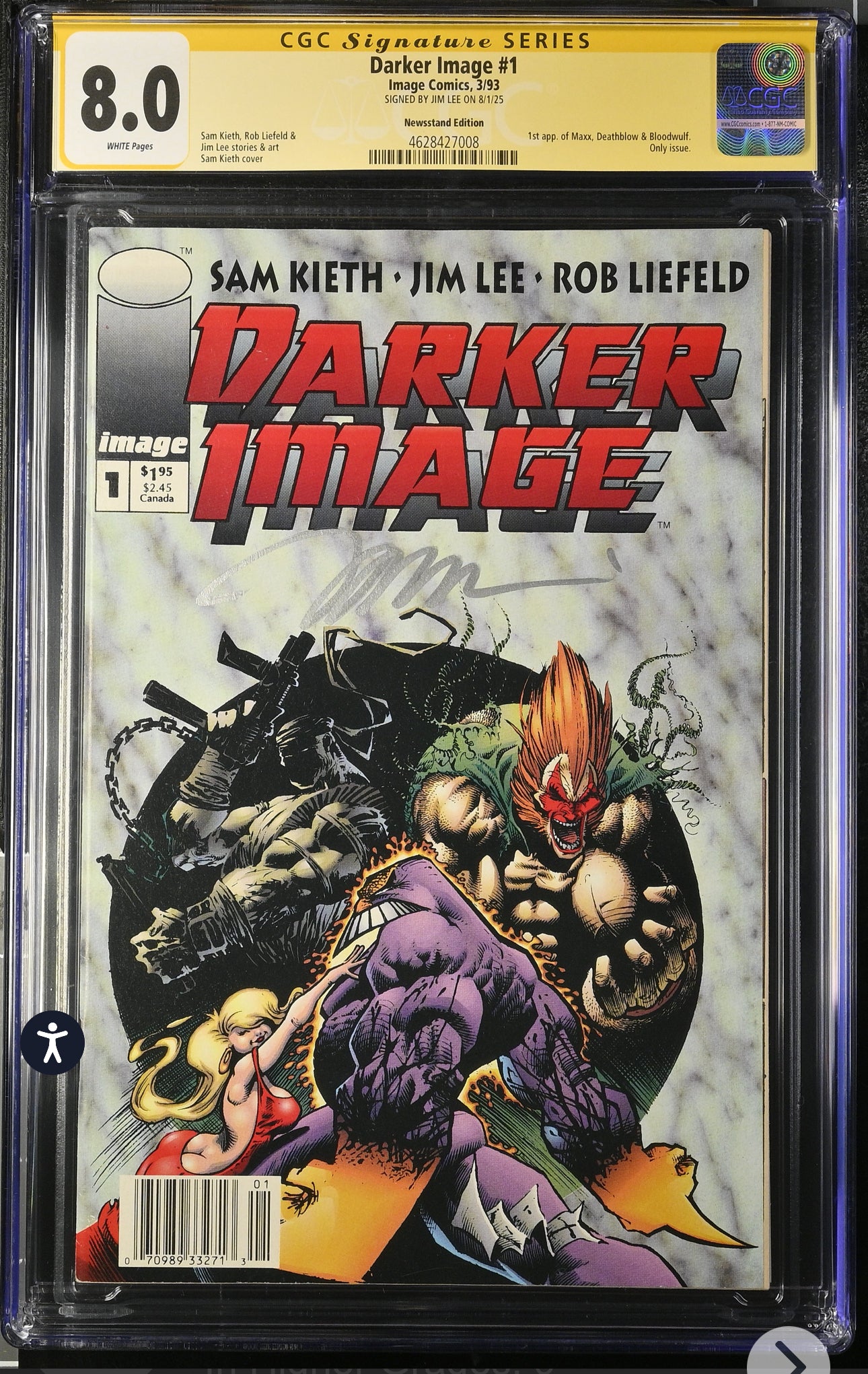 Darker Image #1 CGC SS 8.0 (Image, 1993) Rare Newsstand Edition Signed by Jim Lee