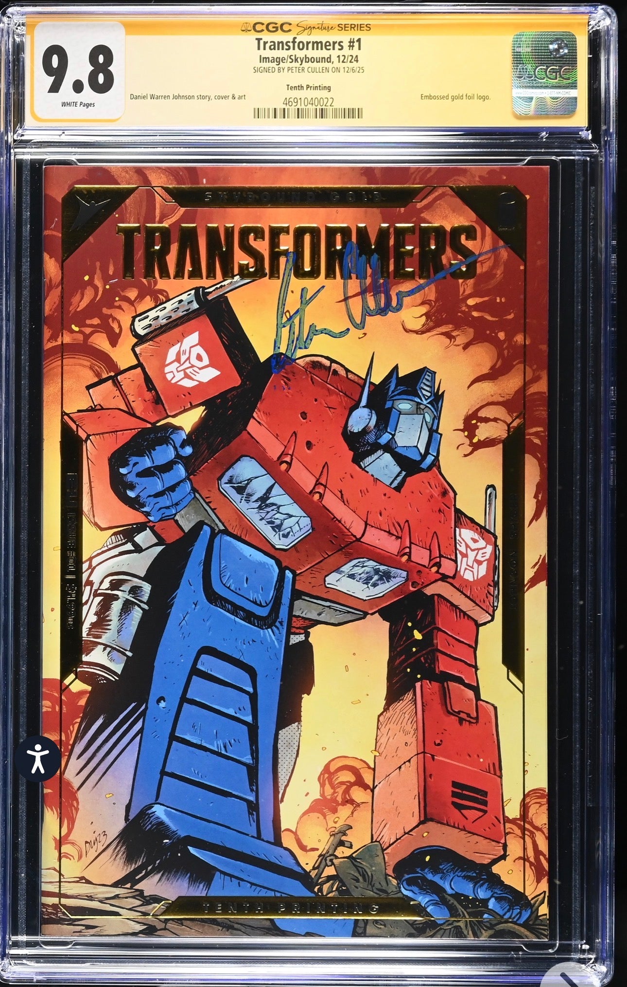 Transformers #1 CGC SS 9.8 Signed By Peter Cullen Image/Skybound, 2025 Tenth (10th) Print