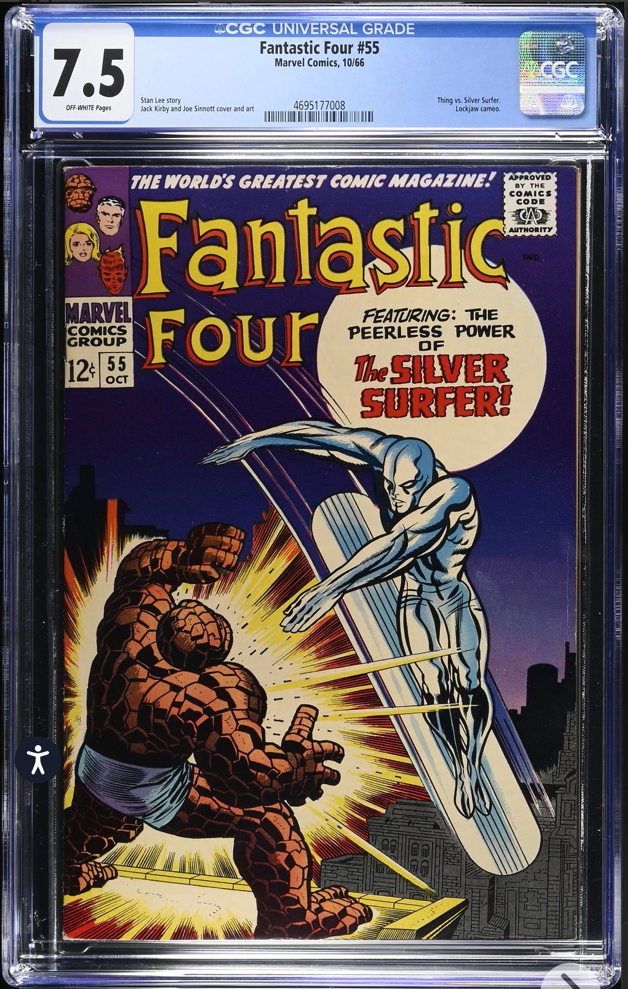 Fantastic Four #55 CGC 7.5 (Marvel, 1966) Thing Vs. Silver Surfer