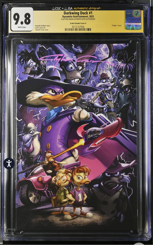 DARKWING DUCK #1 CGC x JSA 9.8 (Dynamite, 2023) Signed By Clayton Crain Limited 750 Copies