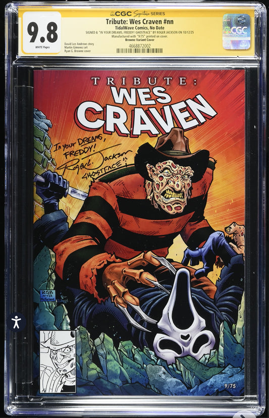 2025 NYCC Tribute To Wes Craven CGC SS 9.8 Signed By Roger Jackson “Ghostface”, “In your dreams, Freddy” 9/75