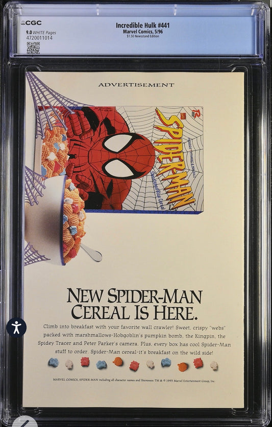 Incredible HULK #441 CGC 9.0 (Marvel, 1996) $1.50 Newsstand Edition