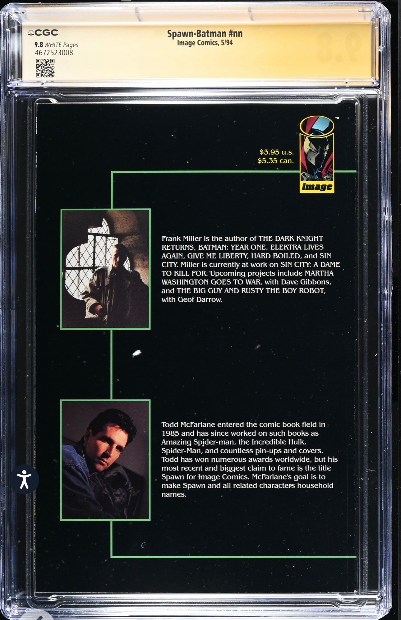 Spawn Batman #nn CGC SS 9.8 Signed By Frank Miller & Todd McFarlane Image, 1992