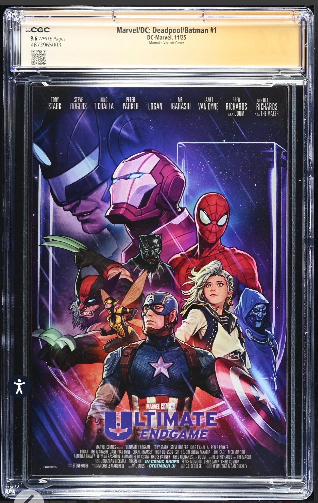 Marvel/DC: Deadpool/Batman #1 CGC SS 9.6 Peach Momoko Variant