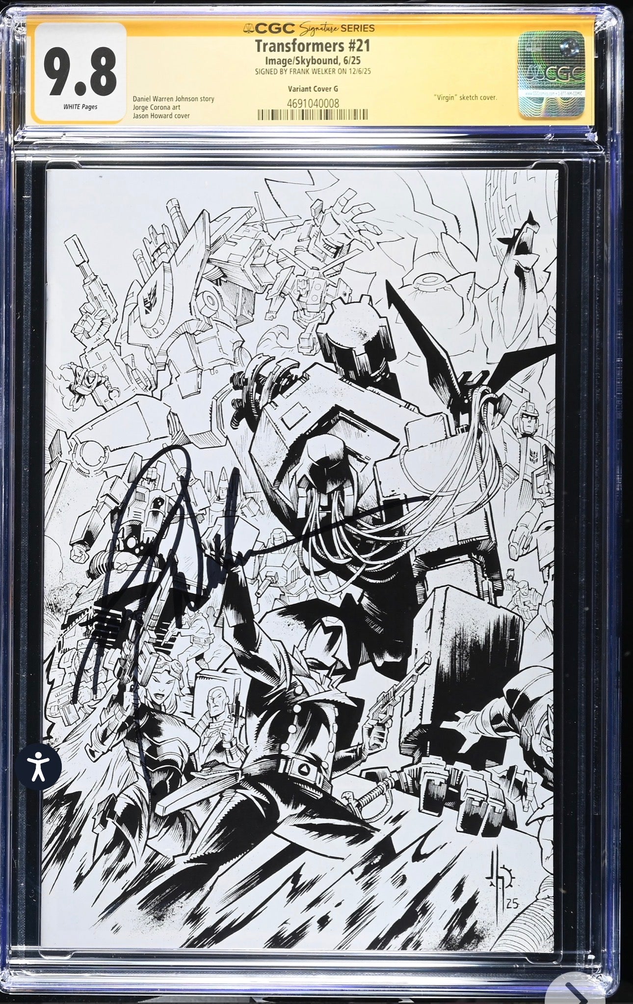 Transformers #21 CGC SS 9.8 Signed By Frank Welker (Image/Skybound 2025 Virgin Sketch Variant)