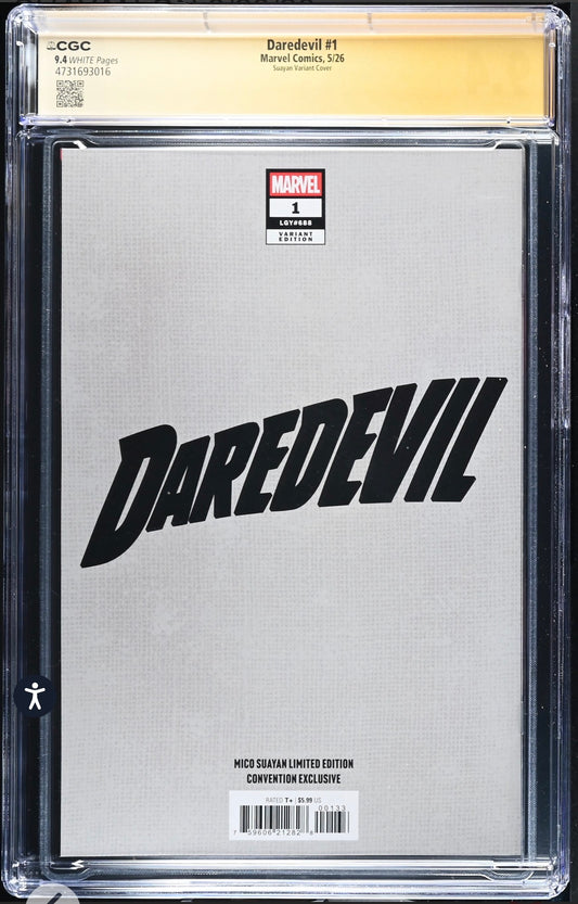 DAREDEVIL #1 CGC SS 9.4 Signed By Mico Suayan, Stephanie Phillips, Lee Garbett (Marvel, 2026) Trade Dress Variant