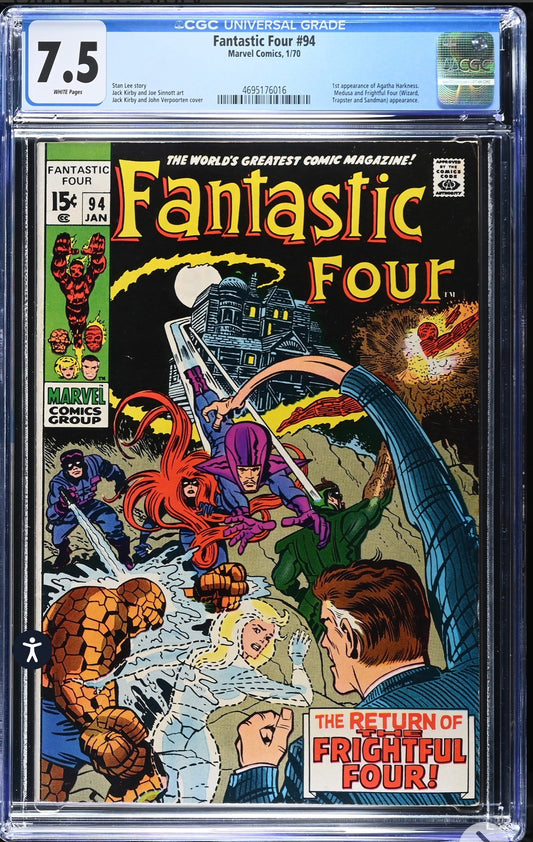 Fantastic Four #94 CGC 7.5 (Marvel, 1970) Rare White Pages 1st Agatha Harkness
