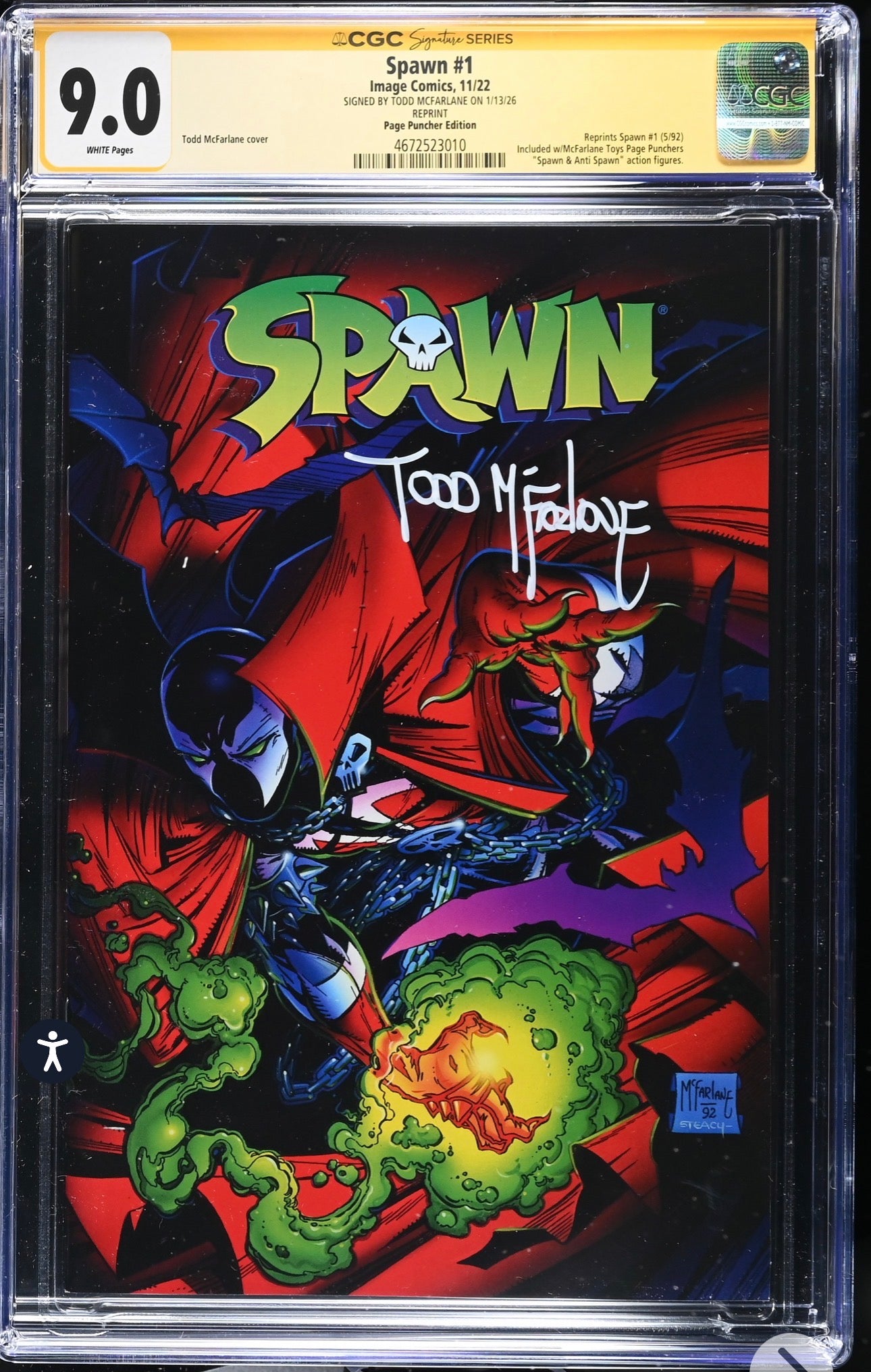 Spawn #1 (Variant) CGC SS 9.0 Signed By Todd McFarlane Page Puncher McFarlane Toys Edition 2022