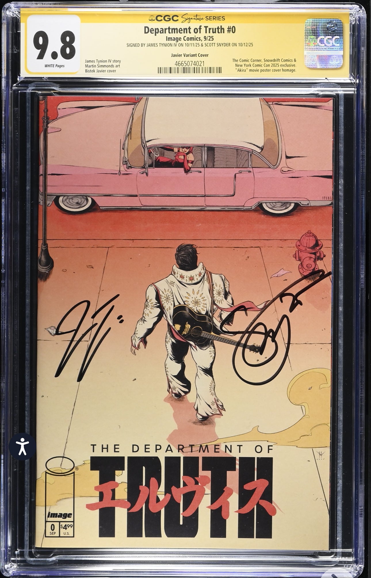Department of Truth #0 CGC SS 9.8 Signed By Scott Snyder & James Tynion IV (Image, 2025) Akira Homage Cover