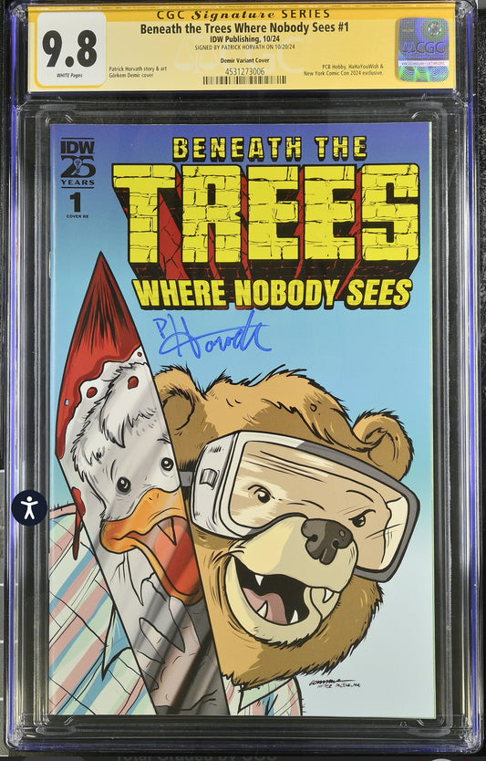 BENEATH THE TREES WHERE NOBODY SEES #1 CGC SS 9.8 Signed By Patrick Horvath (Incredible Hulk 340 Homage Variant)