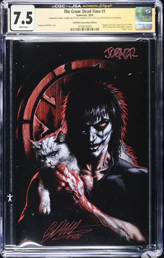 The Crow: Dead Time #1 CGC SS X JSA 7.5 Signed By James O’Barr & Gabriele Dell’Otto (Convention Edition, Sumerian, 2024)