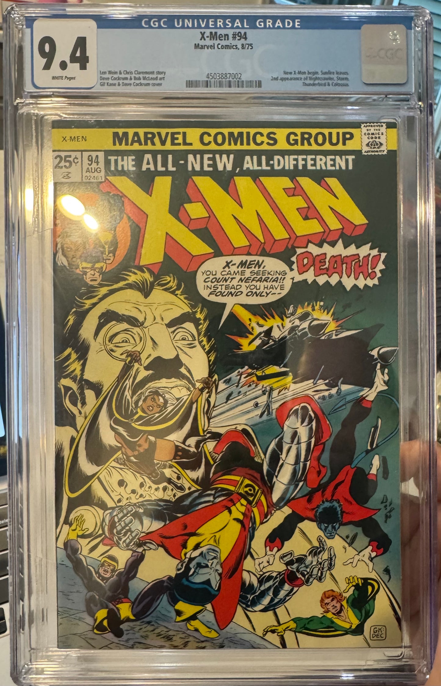 X-Men #94 CGC 9.4 (Marvel, 1975) White Pages 2nd Appearance of Nightcrawler, Storm, Thunderbird, Colossus