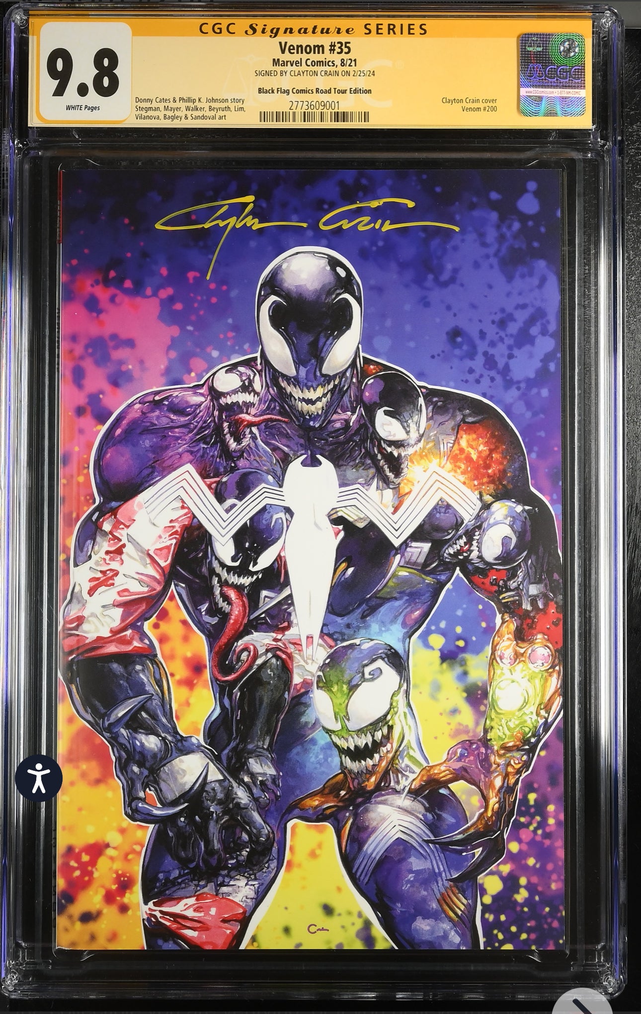 Venom #35 CGC SS 9.8 (Marvel, 2021) Black Flag Road Tour Signed by Clayton Crain