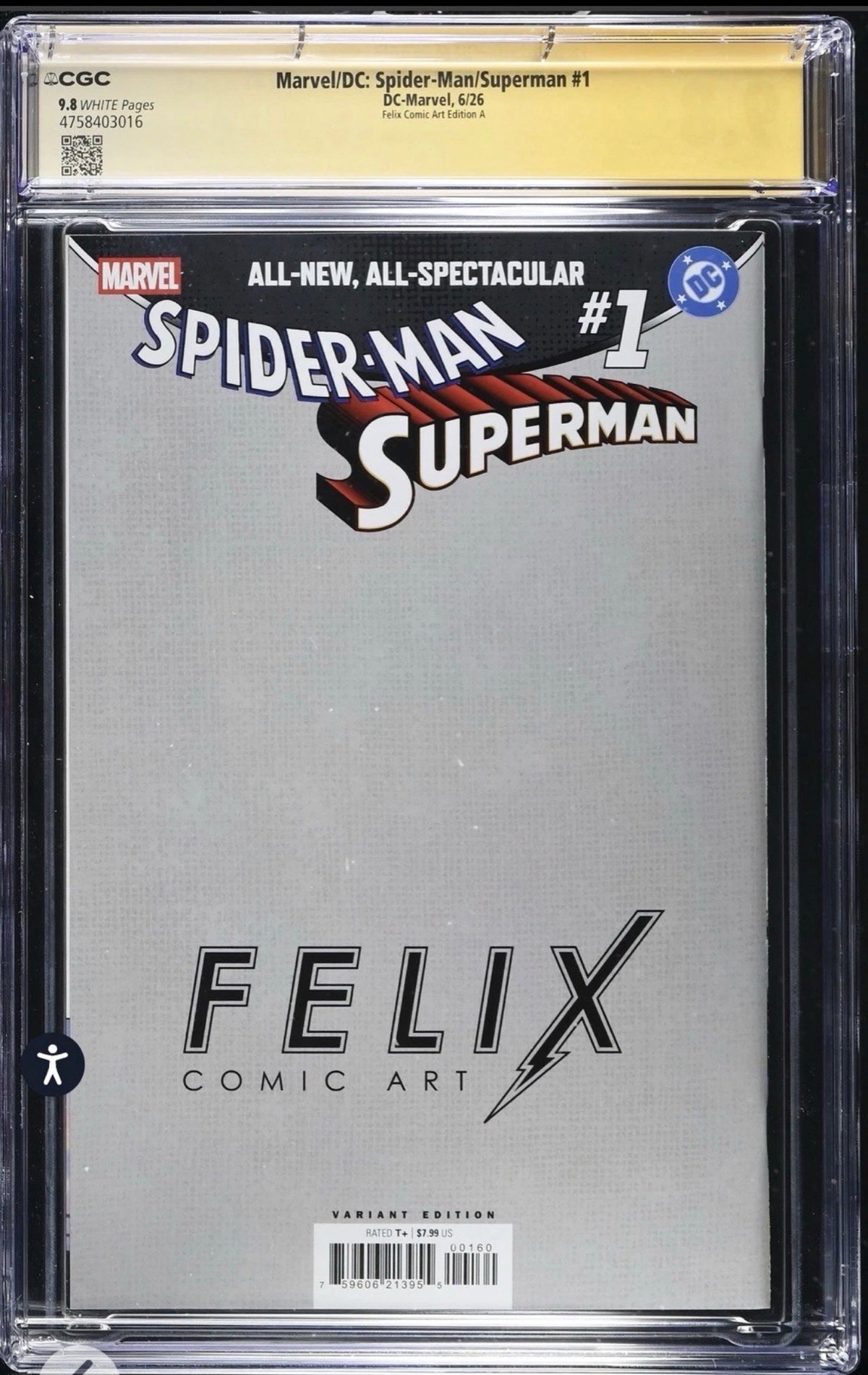 Marvel/DC: SPIDER-MAN SUPERMAN #1 CGC SS 9.8 Signed By Sanford Greene, Stephanie Phillips Phillips & Louise Simonson (2026)