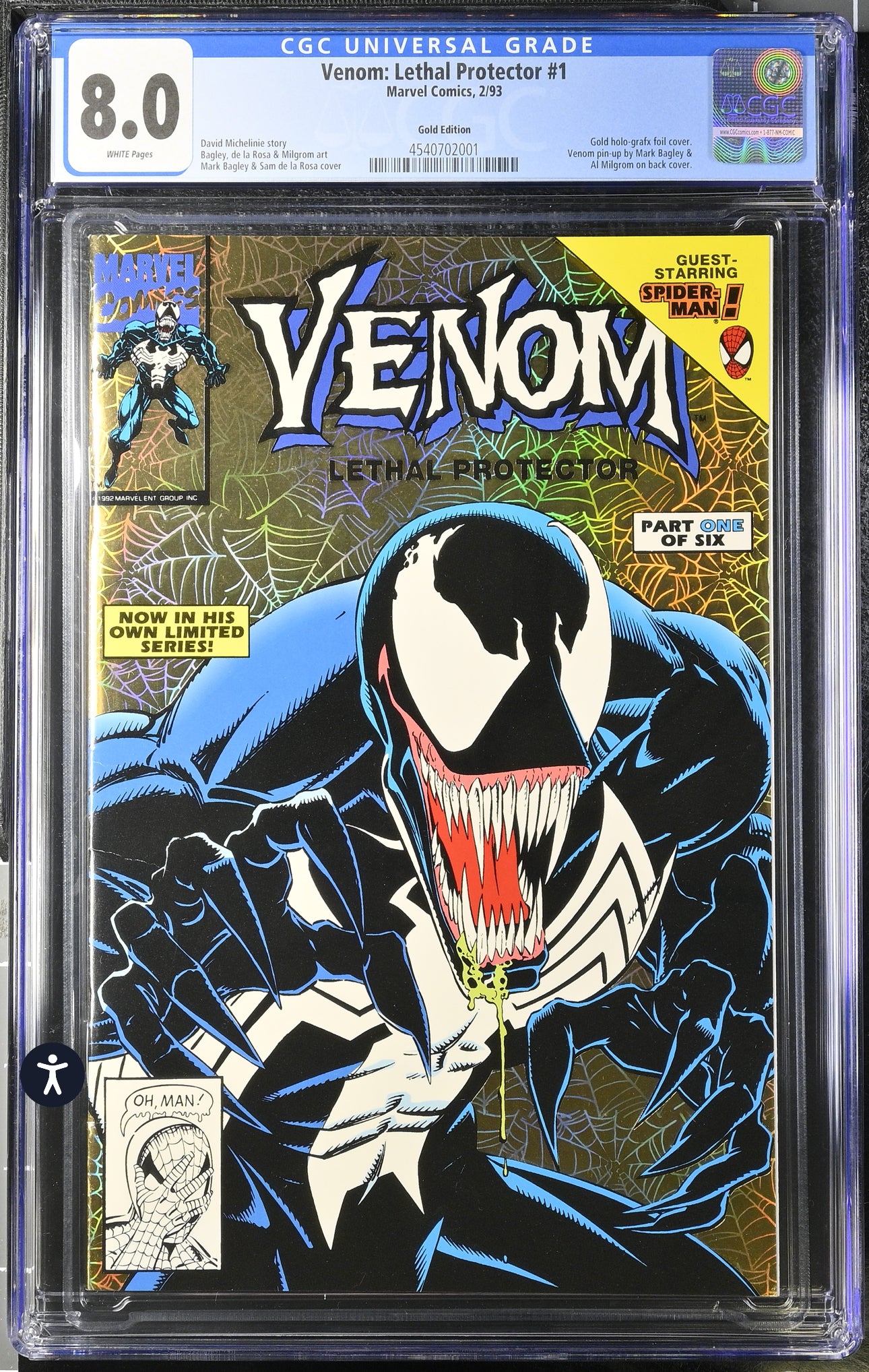 Venom Lethal Protector #1 CGC 8.0 (Marvel, 1993) Rare Gold Foil Variant Edition