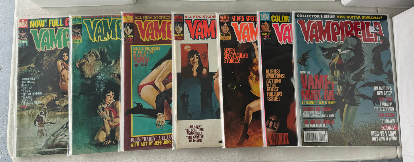 Vampirella (Warren,1969) Lot Of 28 Issues (3-6,8-17,20,24-29,32,34,58,67,Mag)