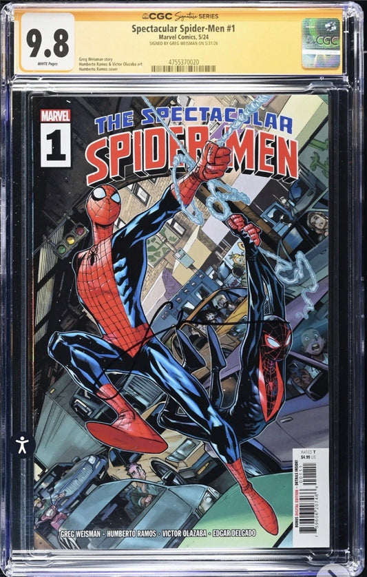 SPECTACULAR SPIDER-MEN #1 CGC SS 9.8 Signed By Greg Weisman (Marvel, 2024)
