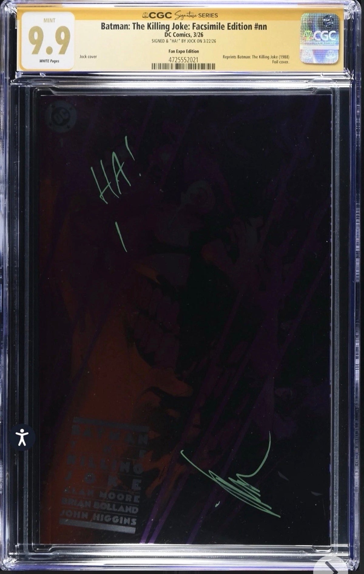Batman: The Killing Joke #1 CGC SS 9.9 Signed By Jock ( DC, 2026) Fan Expo Foil Edition