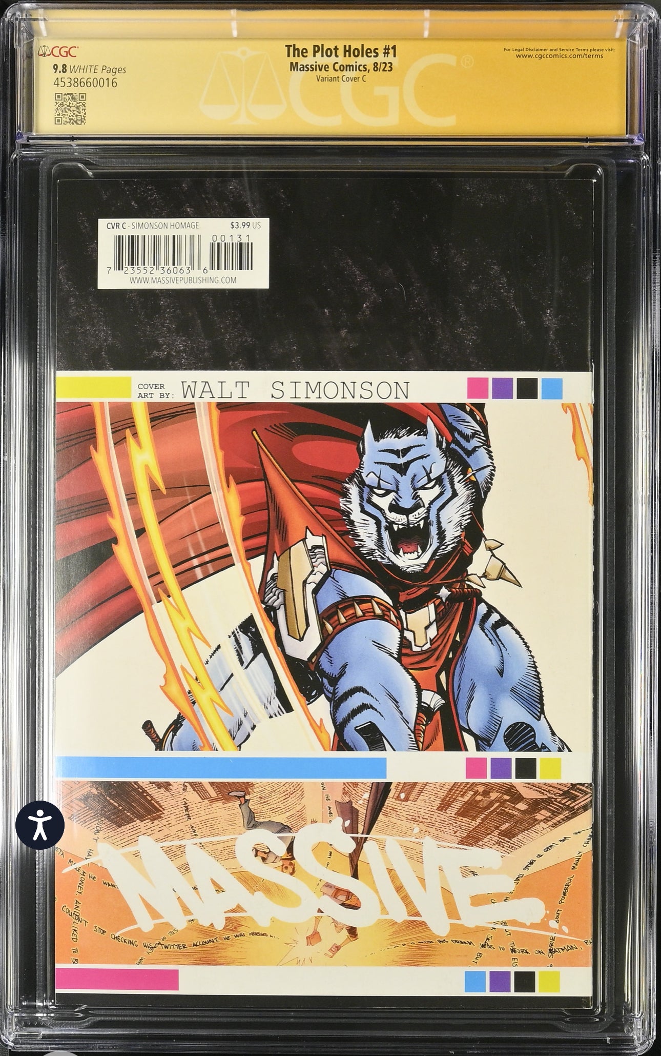 The Plot Holes #1 CGC SS 9.8 (Massive, 2023) Signed By Walt Simonson (Thor Homage)