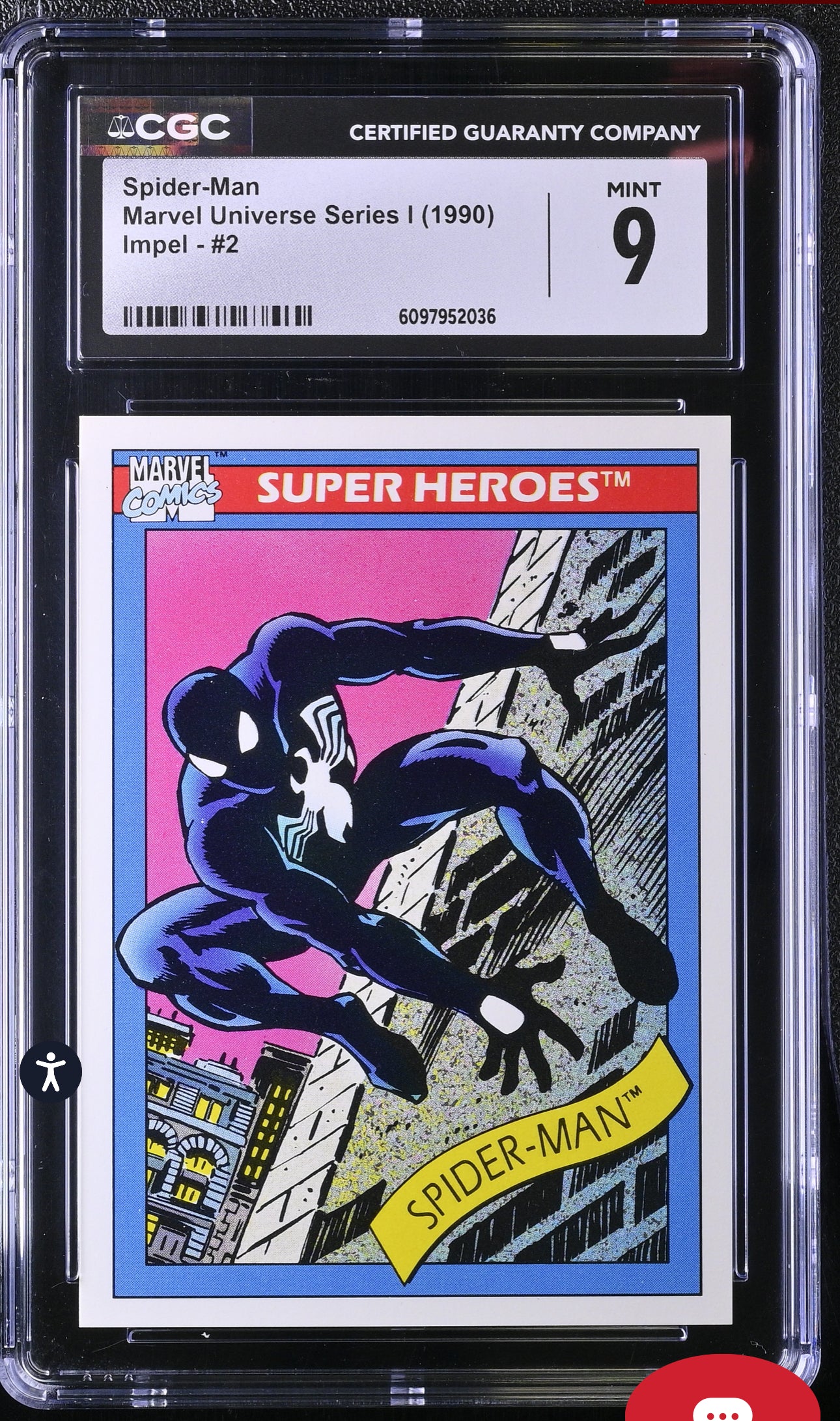Spider-Man CGC 9 (Mint) Marvel Universe Series I 1990 Impel #2 CGC Cards