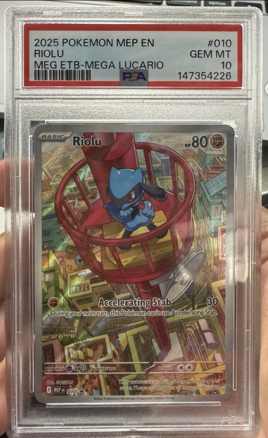 2025 POKEMON MEP EN-ME BLACK STAR PROMO #010 RIOLU PSA 10