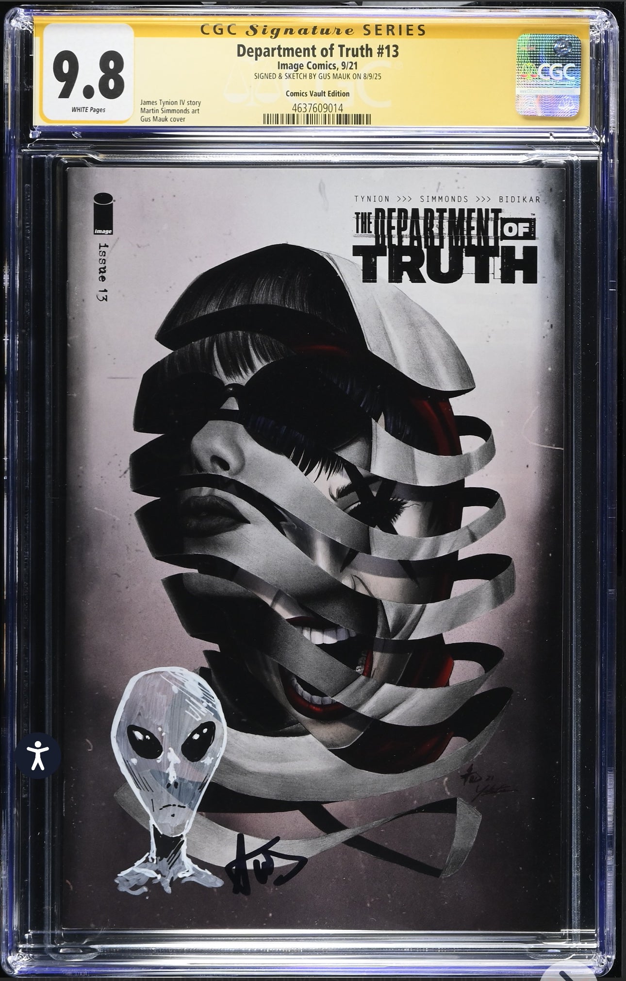 Department of Truth #13 CGC SS 9.8 (Image, 2021) Signed & Sketched by Gus Mauk