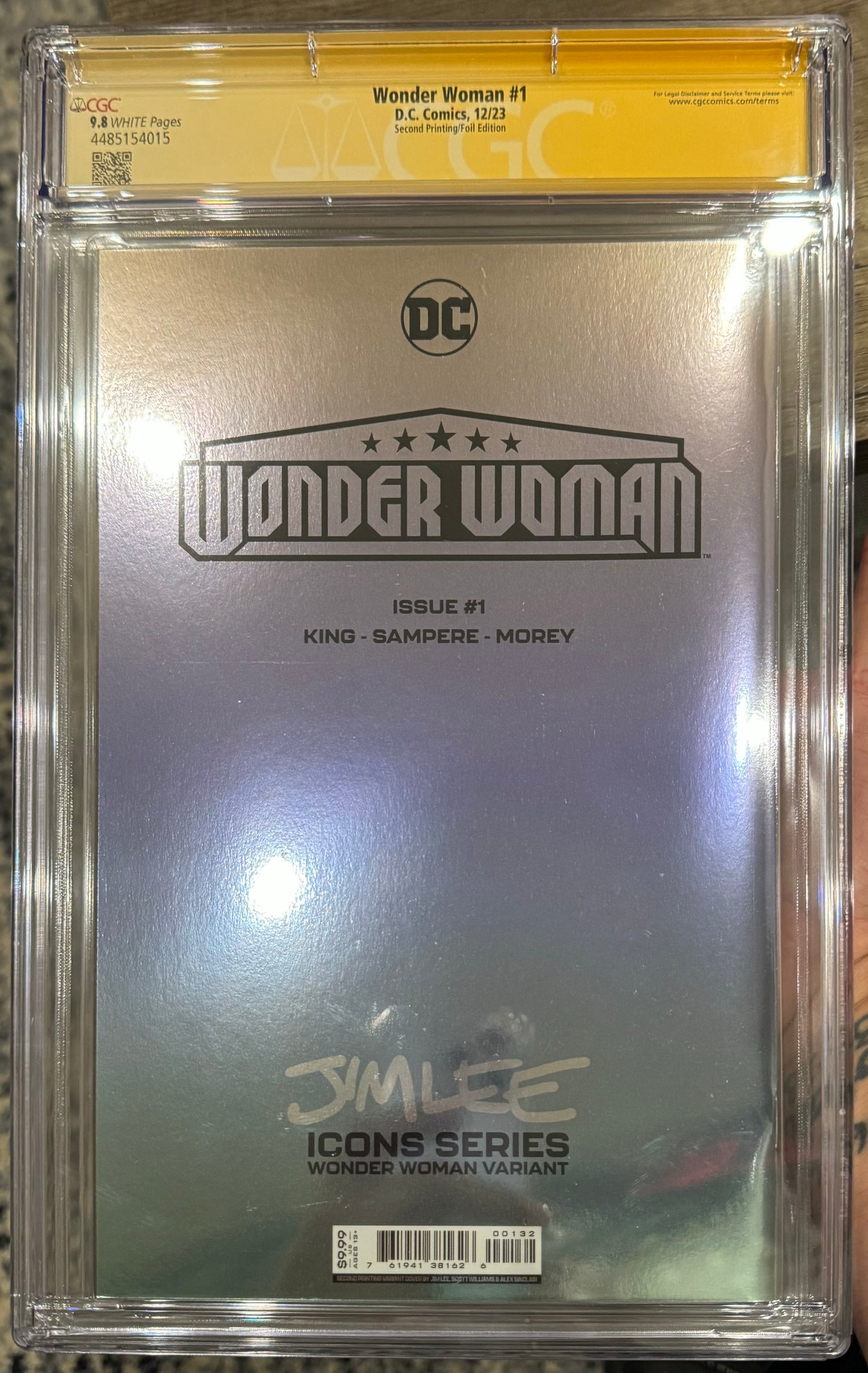 Wonder Woman #1 CGC SS 9.8 (DC, 2023) Second Print/Foil Edition Signed By Jim Lee