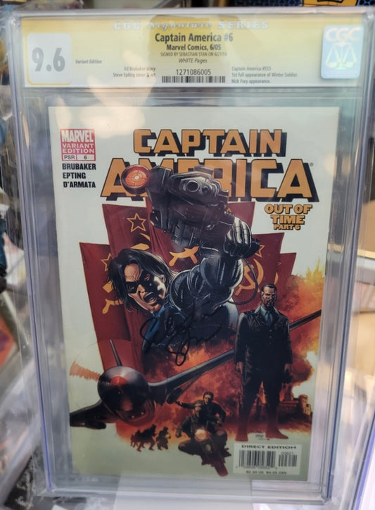 Captain America #6B CGC SS 9.6 (Marvel, 2005)Variant Signed by Sebastian Shaw