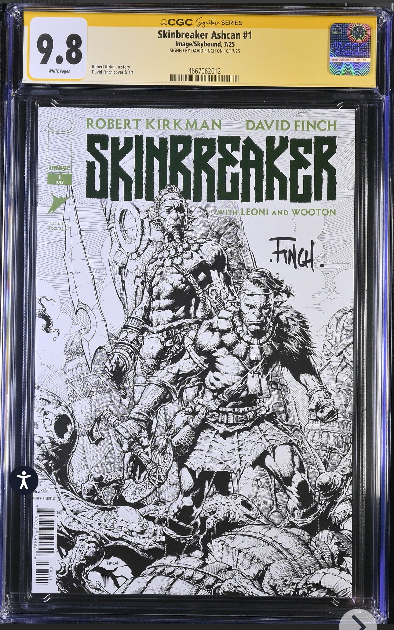 Skinbreaker #1 Ashcan CGC SS 9.8 SIGNED By David Finch (Image/Skybound, 2025)