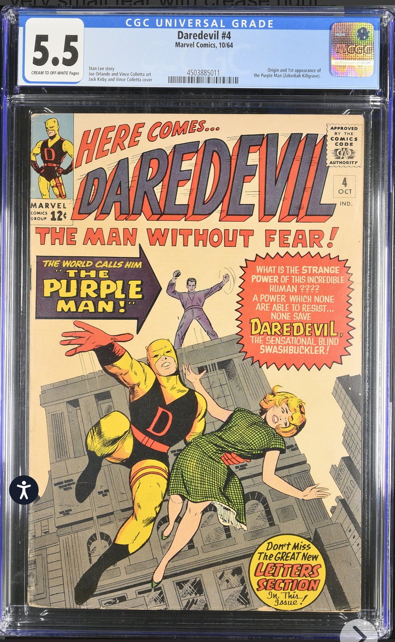 Daredevil #4 CGC 5.5 (Marvel, 1964) 1st Appearance of The Purple Man