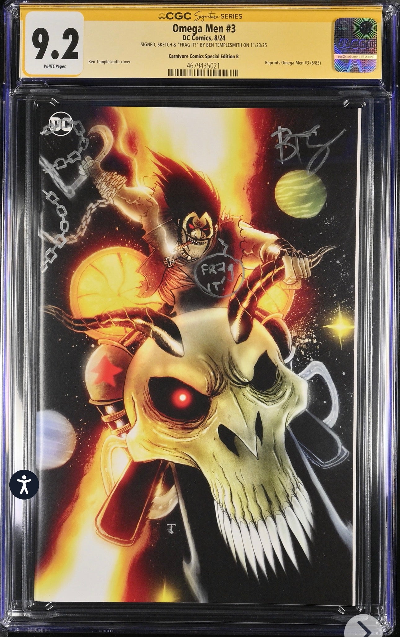 Omega Men #3 CGC SS 9.2 (DC, 2024) Signed & Sketch By Ben Templesmith (Reprints Omega Men #3 6/83) 1st Appearance of Lobo