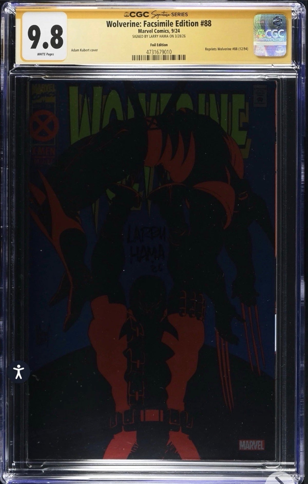 Wolverine #88 Facsimile Edition CGC SS 9.8 Signed By Larry Hama Foil Edition (Marvel, 2024)