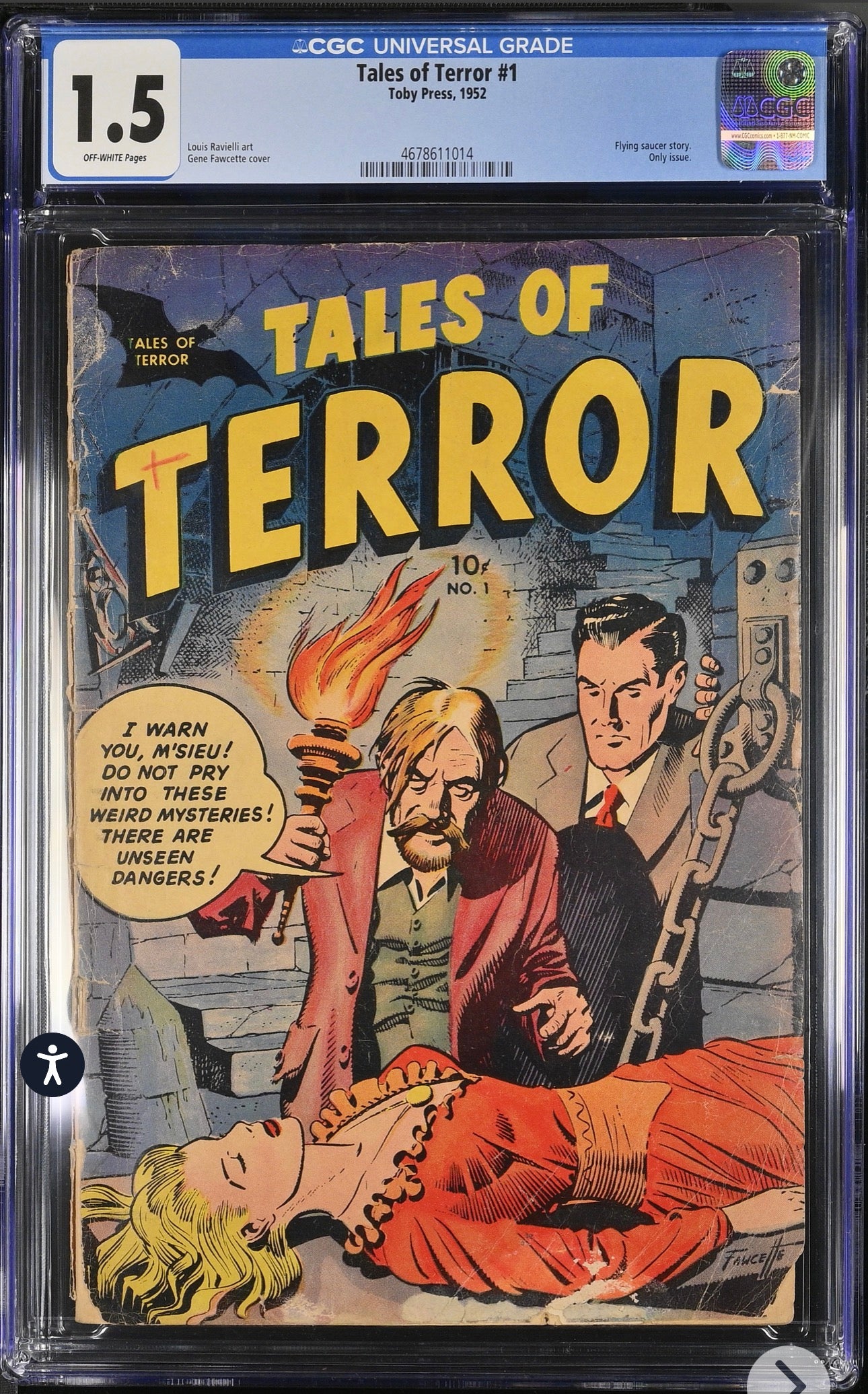 Tales of Terror #1 CGC 1.5 (Toby Press, 1952) Pre Code Golden Age Horr ...