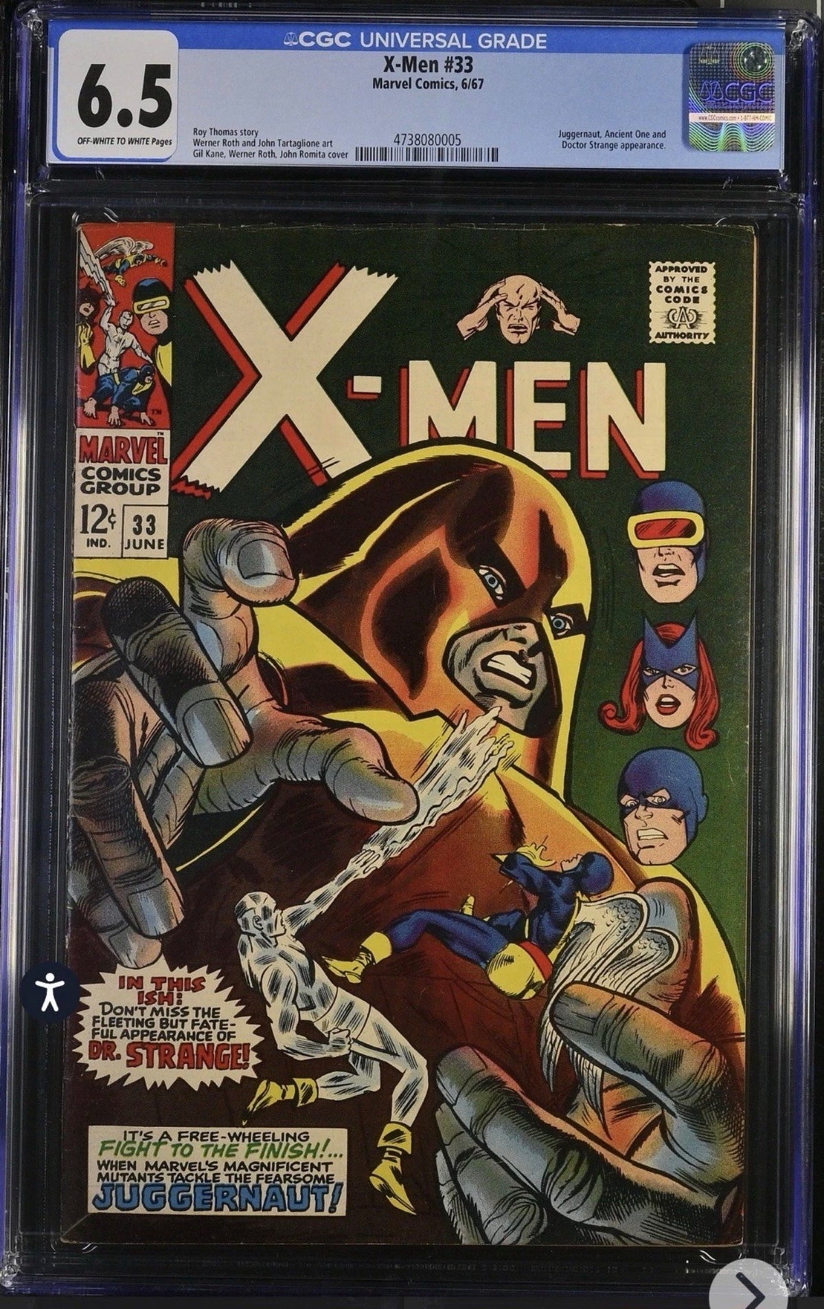 X-Men #33 CGC 6.5 (Marvel, 1967) Juggernaut Appearance and Cameo by Doctor Strange