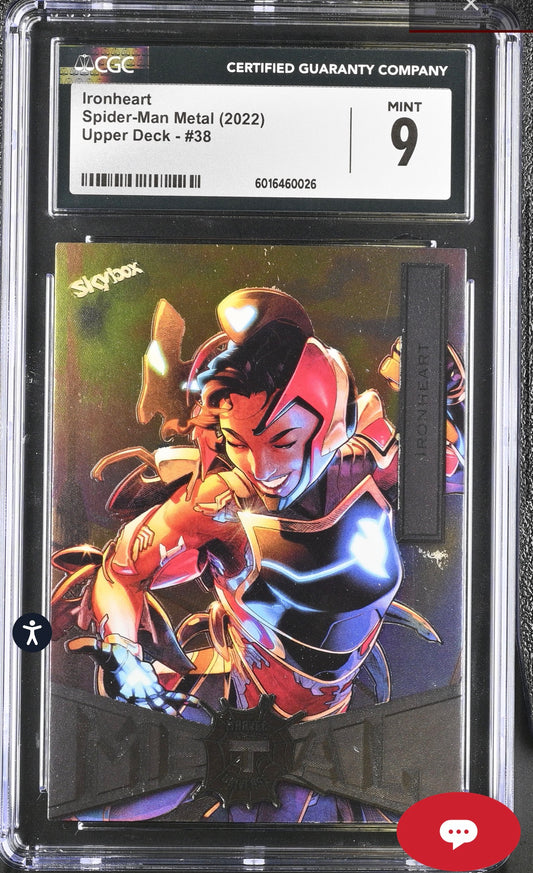 Ironheart Spider-Man Metal (2022)  CGC 9 Upper Deck #38 Card