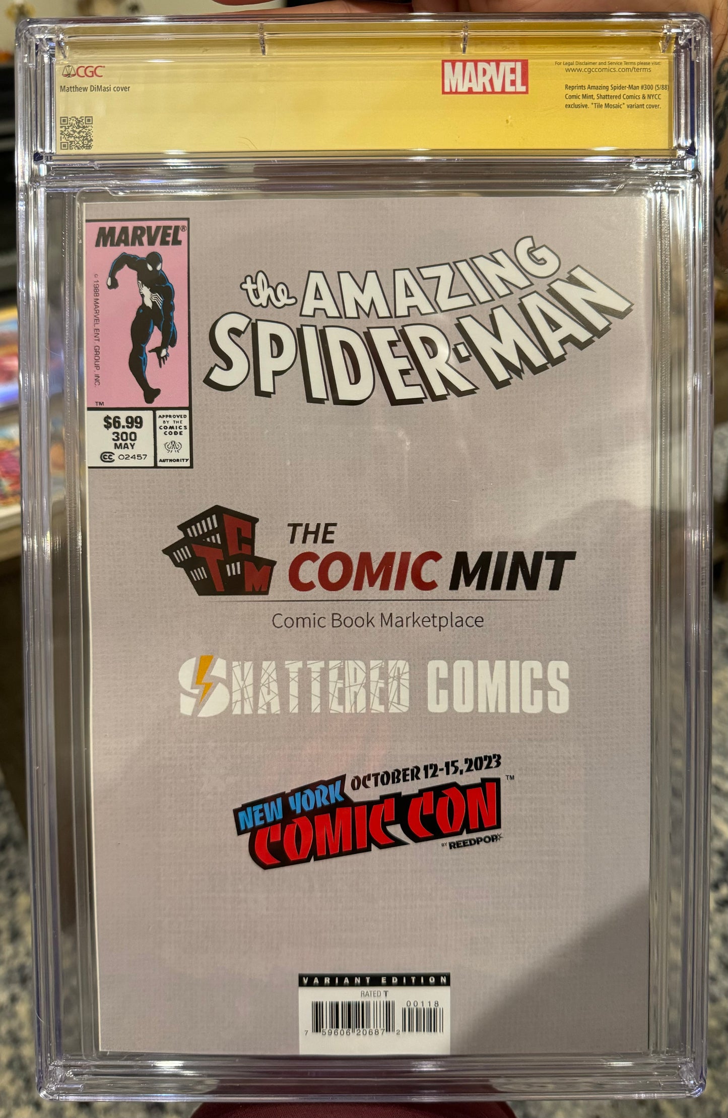 Amazing Spider-Man #300 CGC SS 9.8 Black Shattered Variant SIGNED By Matthew Dimasi with Custom Label