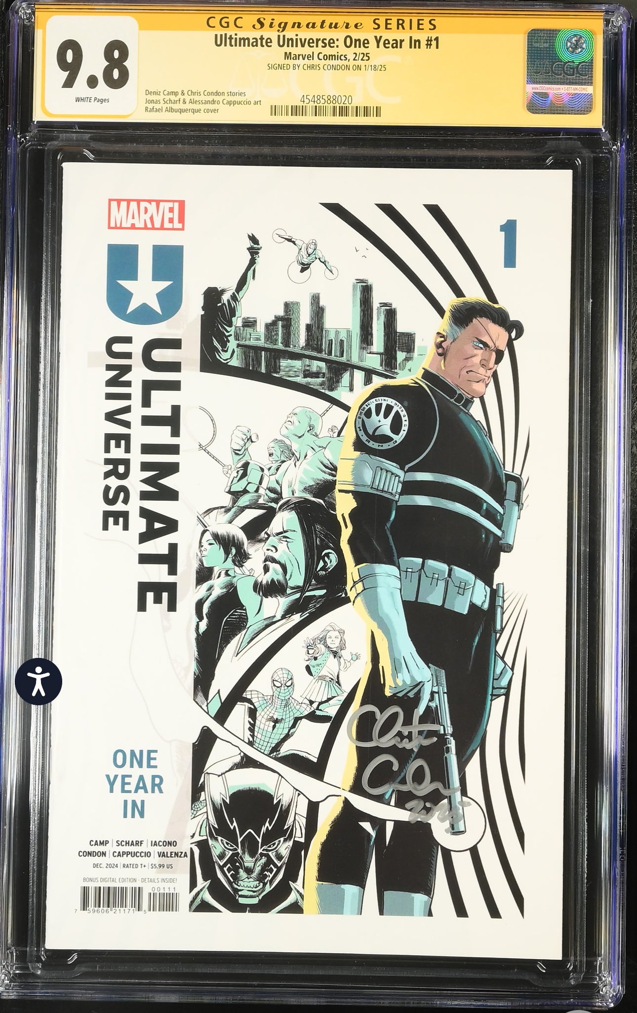 ULTIMATE UNIVERSE ONE YEAR IN #1 CGC SS 9.8 (Marvel, ‘25) Signed By Chris Condon (Cover A)