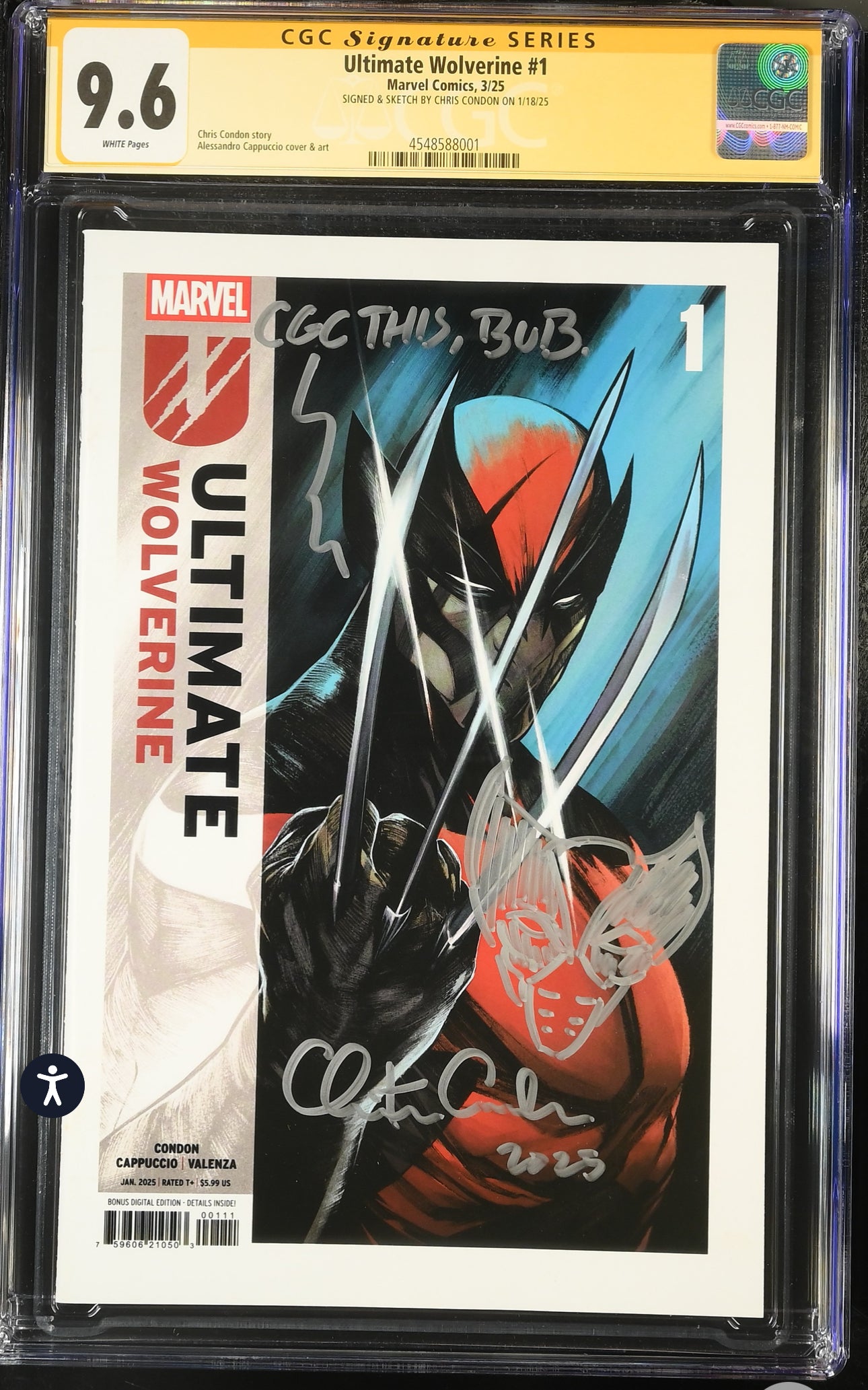 Ultimate Wolverine #1 CGC SS 9.6 (Marvel, 2025) Signed & Sketch By Chris Condon