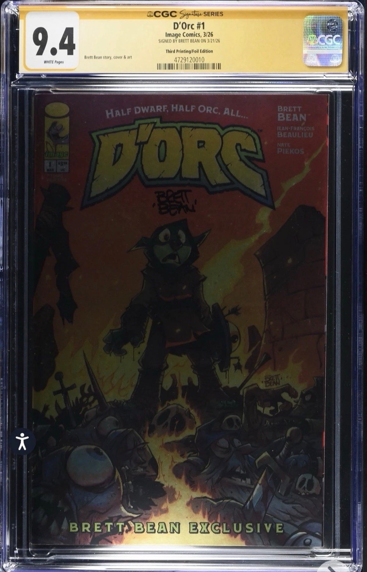 D’orc #1 CGC SS 9.4 Signed By Brett Bean (3rd Printing, Convention Foil Edition) Image, 2026