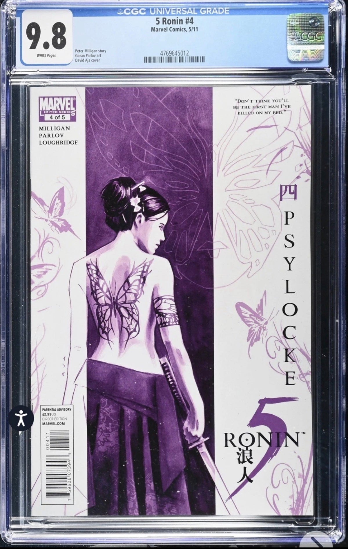 5 RONIN #4 CGC 9.8 Marvel 2011, Rare Book To Find