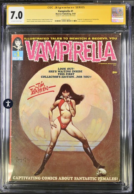 Vampirella #1 CGC SS 7.0 ( Warren, 1969) Signed By James Warren Origin & 1st Appearance of Vampirella