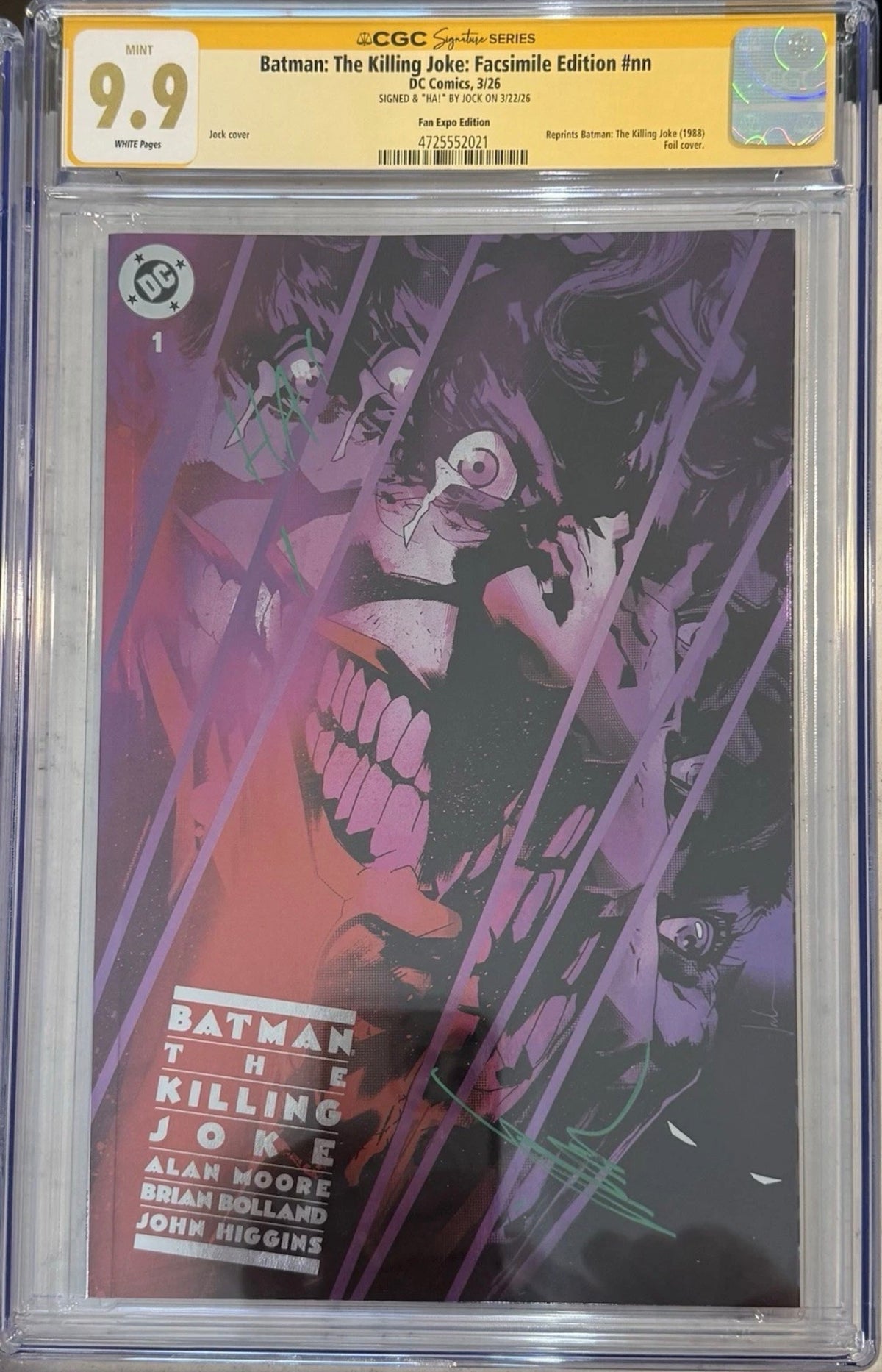 Batman: The Killing Joke #1 CGC SS 9.9 Signed By Jock ( DC, 2026) Fan Expo Foil Edition