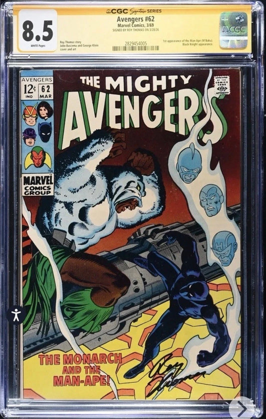 Avengers #62 CGC SS 8.5 Signed By Roy Thomas (1st App Of M’Baku) (Marvel, 1969)
