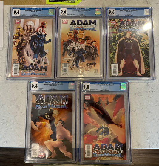 Adam: Legend of the Blue Marvel #1, 2, 3, 4, 5 CGC 9.4-9.8 (Rare Set New Cases)
