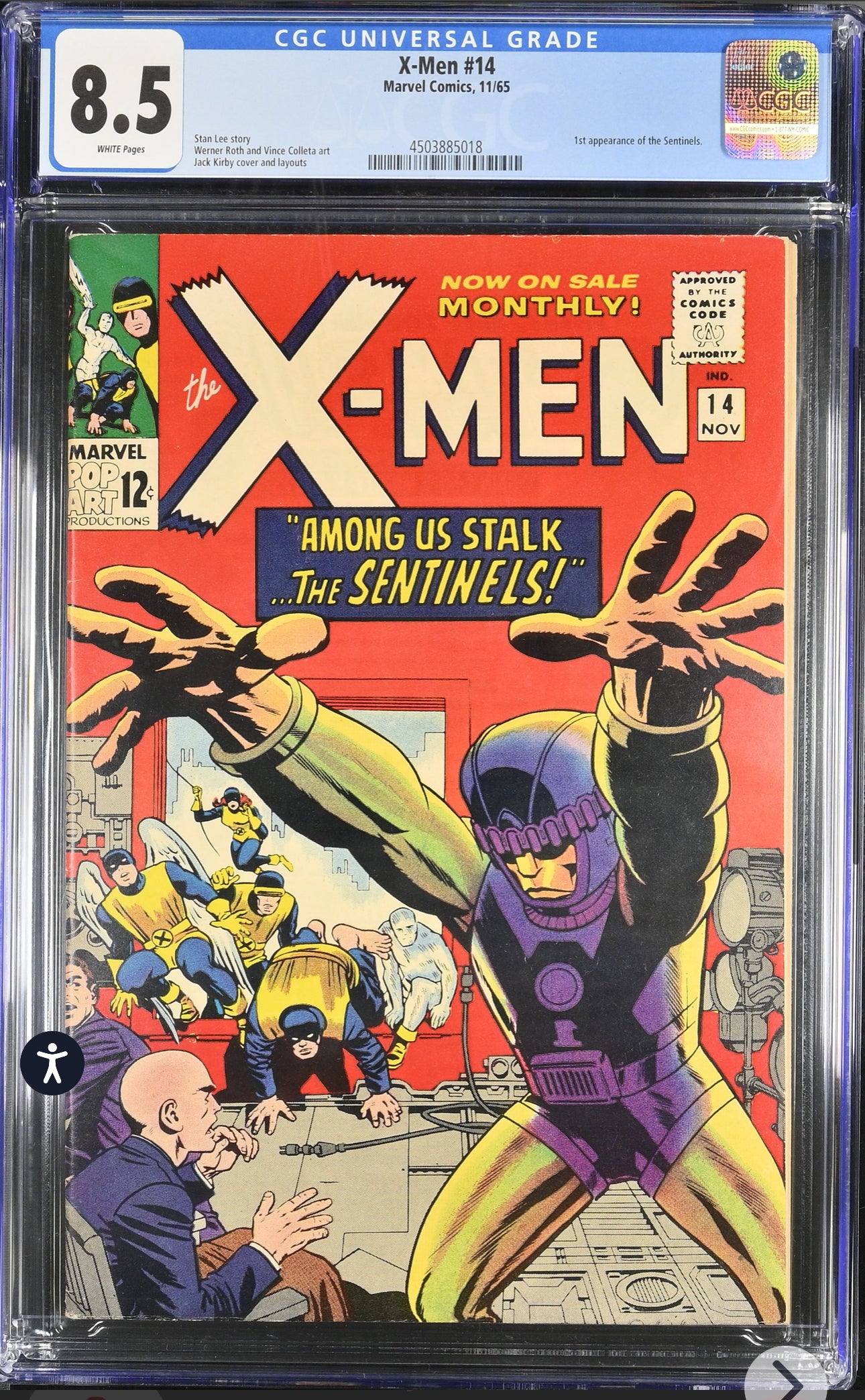 X-Men #14 CGC 8.5 (Marvel, 1965) 1st App of the Sentinels (Rare White Pages)