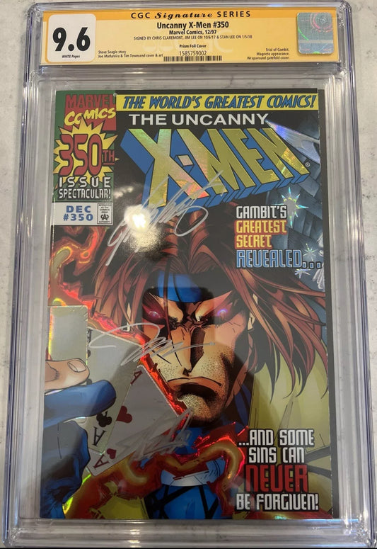 Uncanny X-Men #350 CGC SS 9.6 (Marvel, 1st Series) Signed by Stan Lee, Chris Claremont, Jim Lee