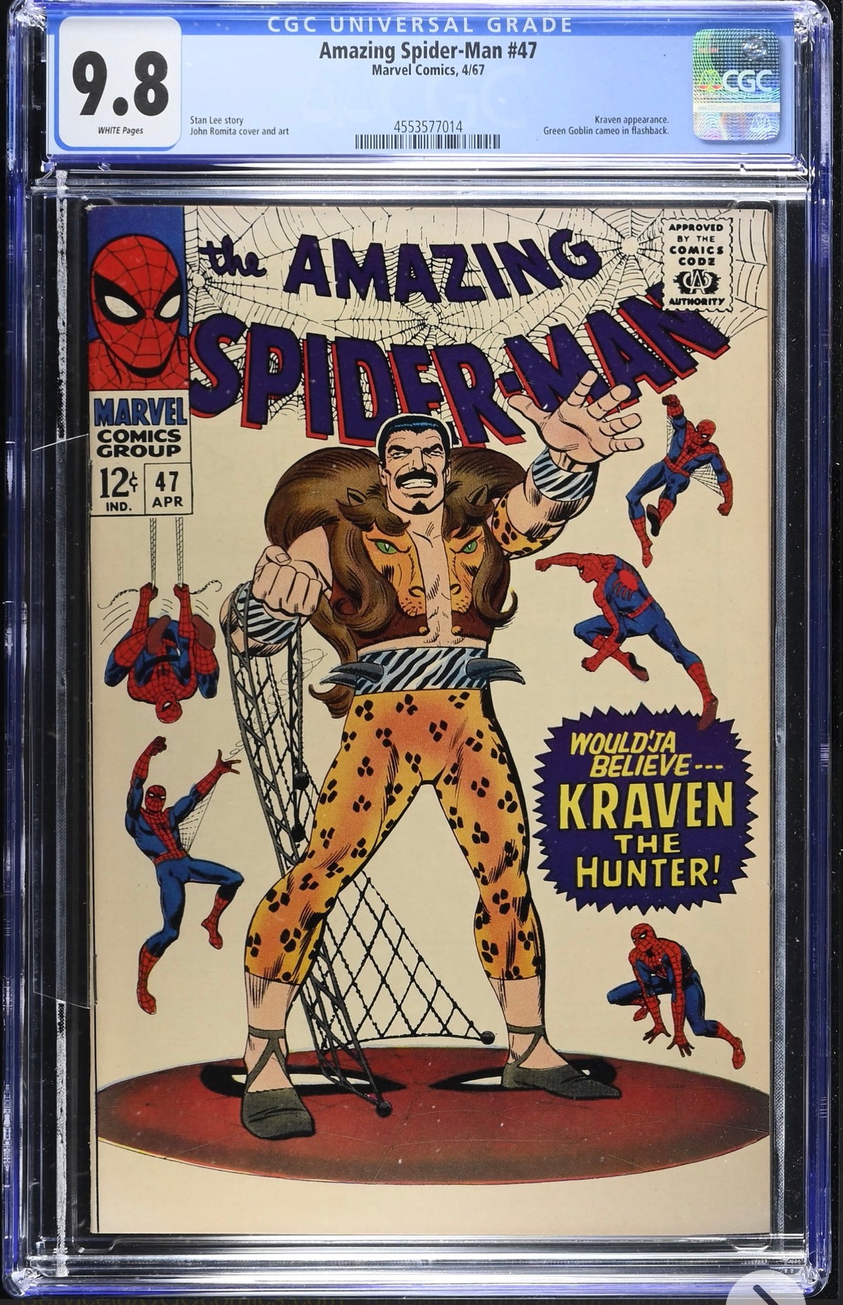 Amazing Spider-Man #47 CGC 9.8 Kraven Cover Marvel 1967 (Rare White Pages)